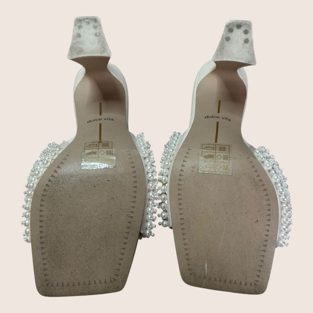 🤍 ANTHRO DOLCE VITA NANDY PEARL EMBELLISHED SLIDE MULE SANDALS HEELS SZ 6 - Picture 8 of 9